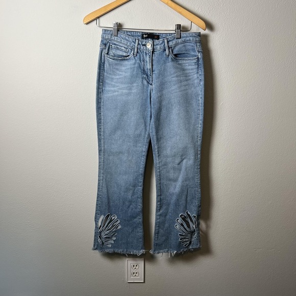 3x1 Denim - 3x1 Jeans Womens 26 Blue Elkhorn‎ Cropped Distressed Raw Hem Cutout Detail USA